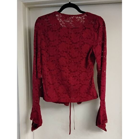 NWOT~Dolls Kill Current Mood Red Lace Romanticized Intentions Long Sleeve Top XL - Picture 3 of 6